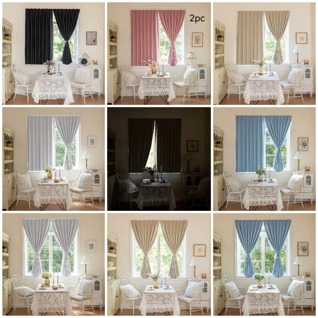2 Pcs 100% Blackout Curtains, No-Drill Magic Tape Self-Adhesive Curtains, Heat-Insulating Light-Blocking Bedroom Curtains, Portable and Easy to Install