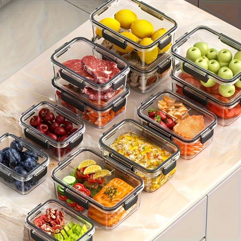 12pcs Stackable Refrigerator, Freezer Storage Containers with Sealing Lids - Transparency PET, Reusable & Durable for Fruits, Vegetables, Meats - Ideal for Kitchen, Cabinet & Fridge Organization, Refrigerator Accessories