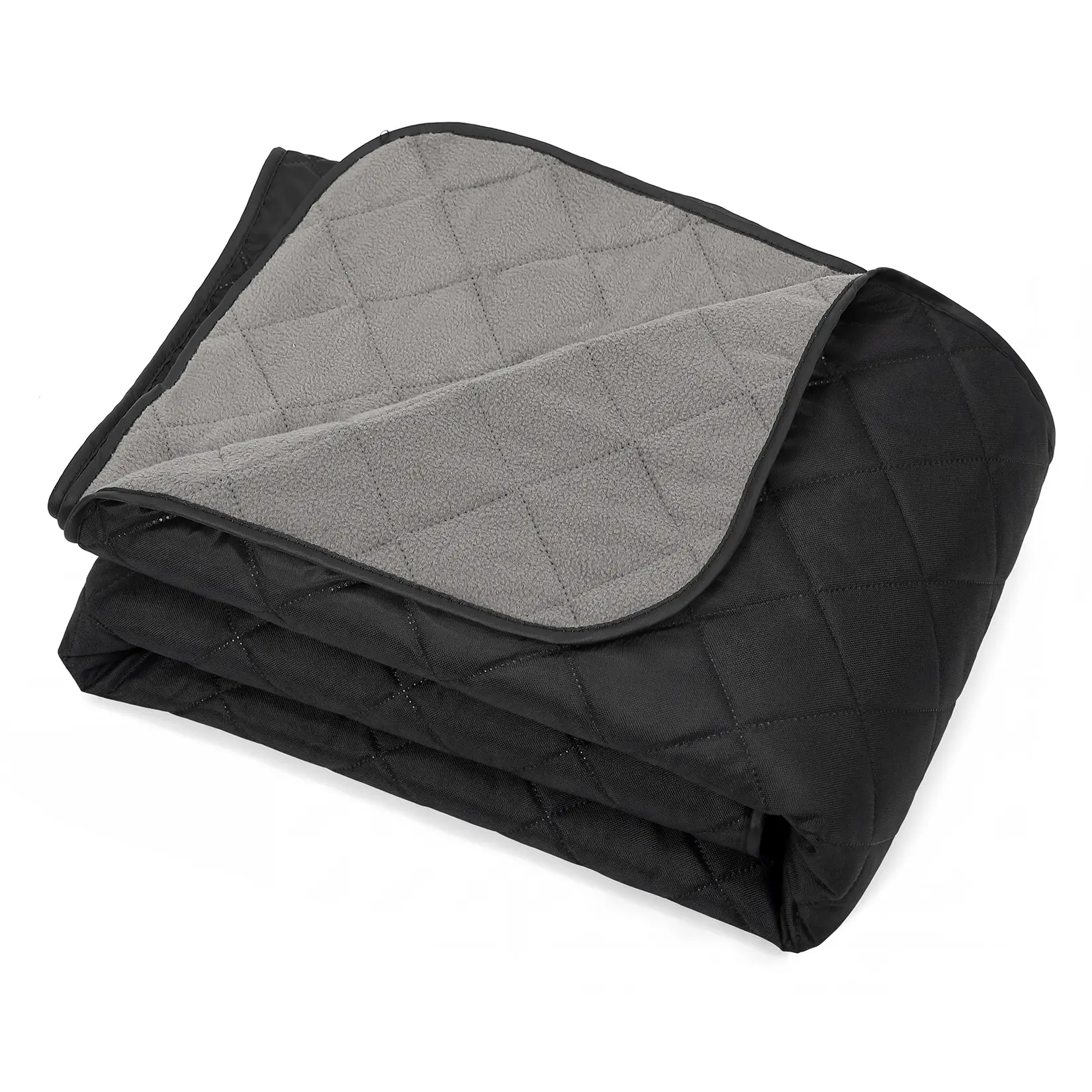 78.7x55" 3-Layer Waterproof Picnic Blanket, 600D Oxford Warm Fleece Mat for Camping, Beach & Stadium, Portable & Machine Washable, Black