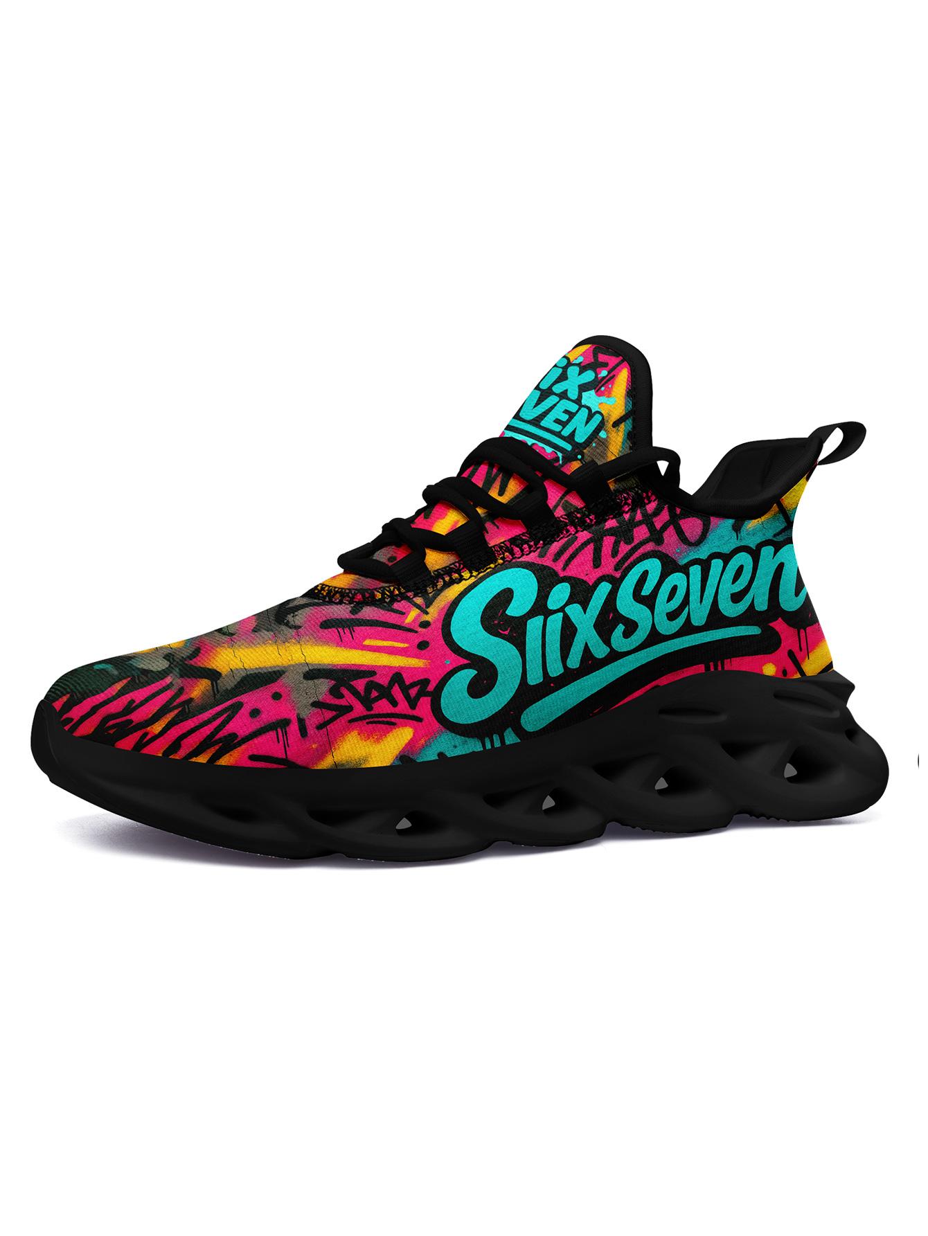 Stylish Women's SixSeven Breathable Athletic Shoes, Graphic Print Sneakers, Comfortable Lightweight Footwear, Fashionable Women's Sneakers for Gym Outings and Fitness-Inspired Wear