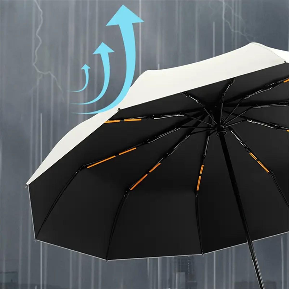 Automatic Folding Wind Resistant Rainproof Umbrella for Rainy Days & Sunny Weather, Lightweight, Compact, Durable Design with 10 Ribs, Windproof, Waterproof, Ideal Outdoor Use, Portable Storage