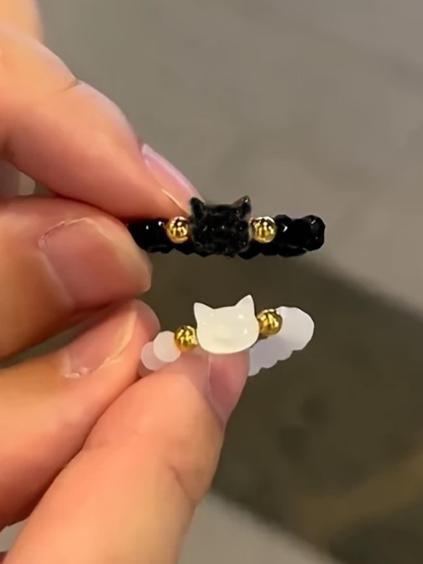 2 Pcs Set Simple Cat Ring Set, Unisex Casual Animal Pattern Rings, Perfect Birthday Gift for Couples, All Seasons Wear