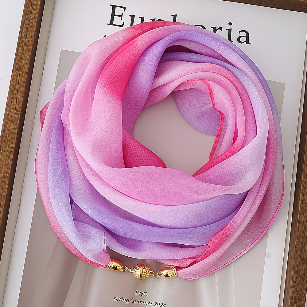 1 Piece Lightweight Rainbow Gradient Gold Ball Magnetic Scarf, Fashionable Shirt Accessory, All-Season Wear, Perfect Gift for Wife and Mother