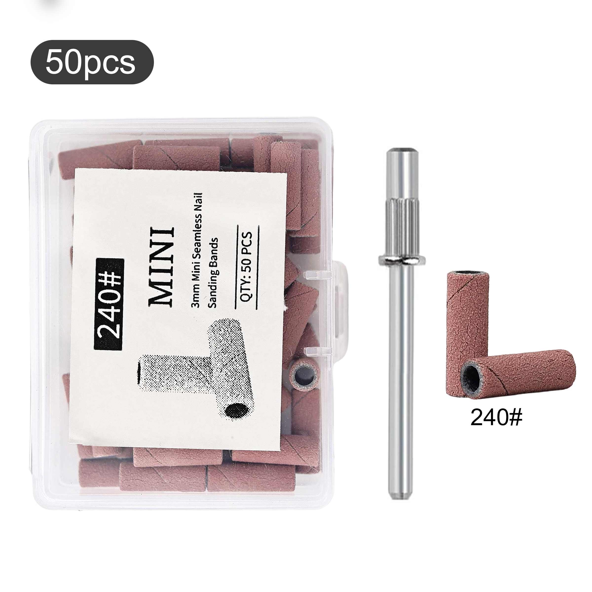 Nail Drill Bits Sanding Bands, 50/100pcs Coarse Fine 120/150/180/240 Grit, 3.1mm Mini Mandrel, Acrylic Nails Gel Manicures Pedicure
