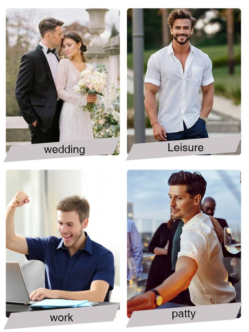 Alimen Stain Resistant Short Sleeve Mens Dress Shirts, All Business Casual Occasions Waterproof Button Down Shirts for Men, Classic Style & Regular Fit Business Casual Work Formal Water Resistant Shirts for Spring and Summer