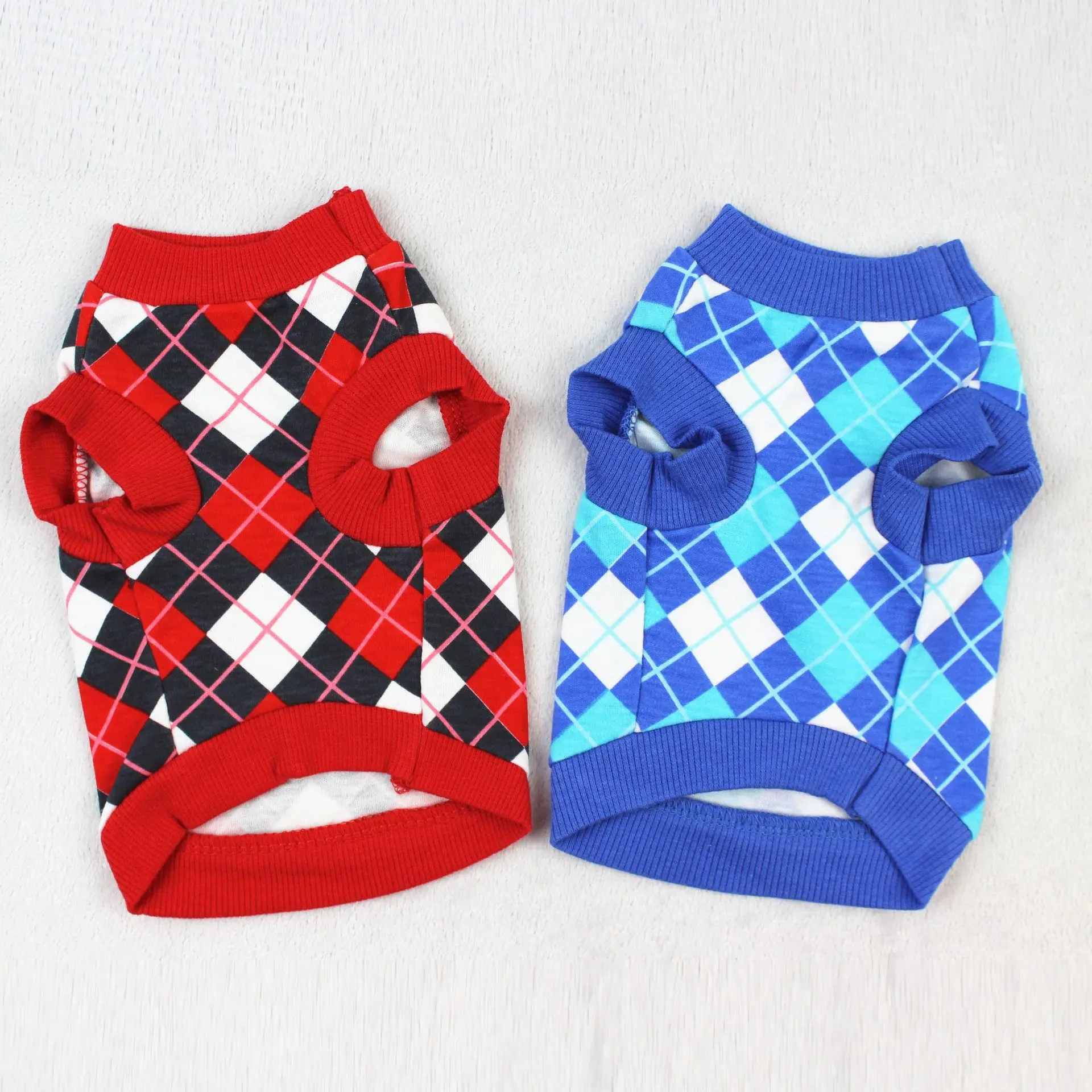 2 Pack Cat Shirts Small Dog Boy T Shirt Striped Dogs Clothes Plaid Dog Sweaters for Boys Houndstooth Printed Dog Tshirts Puppy T-Shirt for Small Dogs