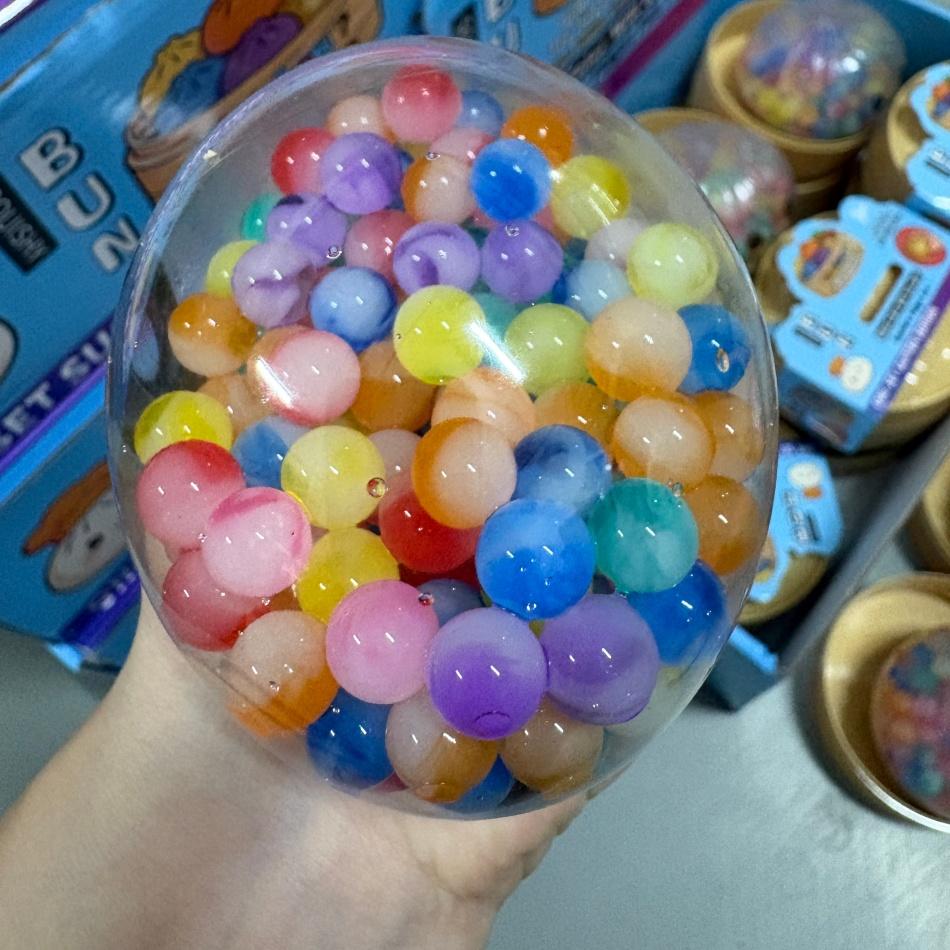 Crazy Fun Glitter Rainbow Dumpling Squishy Toy, Bead-Filled Squeeze Fidget Toy with Steamer Shaped Case, Soft Sensory Stress Relief for Relaxation, Sensory Stress Reliever, Squishies Fidgets