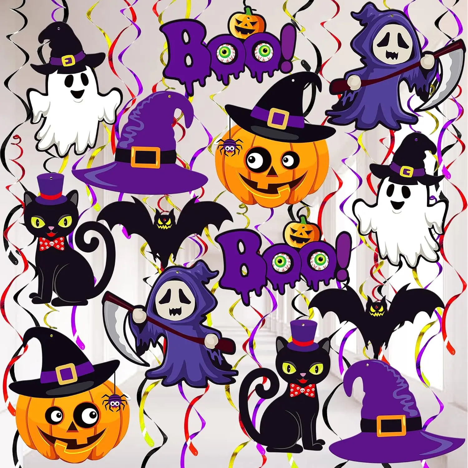 , Halloween  Decorations - Large, Pack of 28 | Spooky Halloween  Swirls for Halloween Party Decorations | Halloween Ceiling  Decorations for Halloween Decorations Indoor
