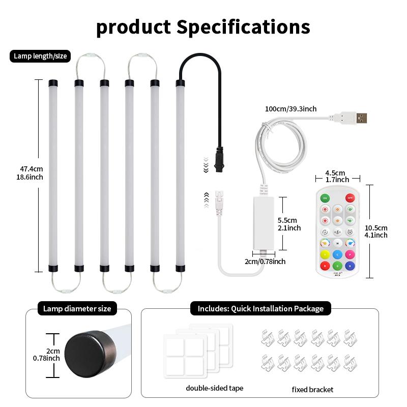 5V Smart RGB-IC lamp tube ,Corner atmosphere lamp, Modern Mood Lighting, Music Sync, Wireless Home Decor, APP Control, Ideal for Living Room, Bedroom, Gaming TV, Halloween Decoration,USB power supply, controlled bymobile app,Ambient lights