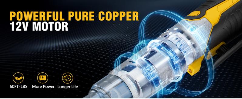 3/8" Cordless Ratchet Wrench Set, 60FT-LBS(80N.m) Electric Ratchet, 12V Extended Power Ratchet Wrench with Variable Speed, 6 Sockets, LED Light, 1/4" Adapter,1/2" Adapter,2 Batteries, Best Christmas and New Year Gift Ideas for Everyone