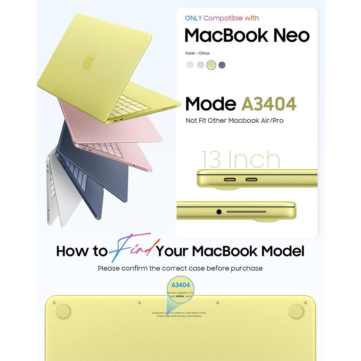 Protective Case for Macbook Neo 13 Inch A3404, Ultra-Thin High Transparency Snap on Hard Shell, Crystal Clear Cover for A18 Pro Chip