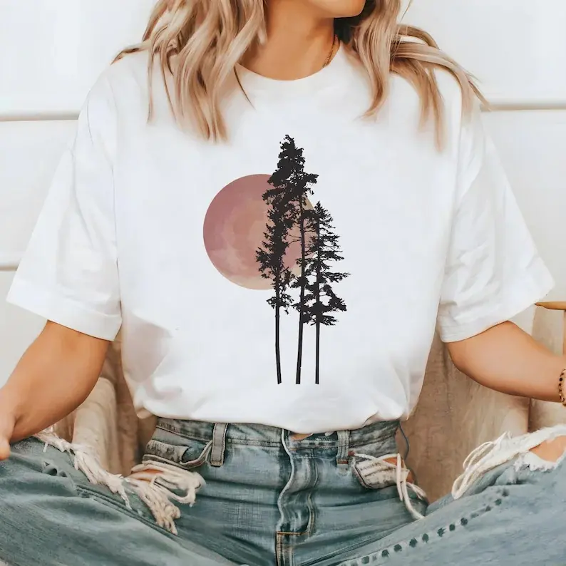 Sunrise Nature Shirt, Men's Nature Shirt, Tree Sunset Graphic Tee, Forest Graphic Tee, Camping Shirt, Men's Outdoors T-Shirt, Camping Tee