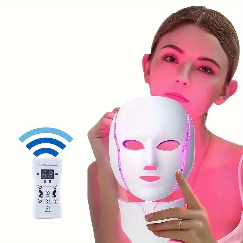 Facial Mask for Skin Care 7 Features Color Unscented Lithium Battery Facial and Neck Care Tools Radiant Glow Ideal Beauty Gift for Women White Comfort