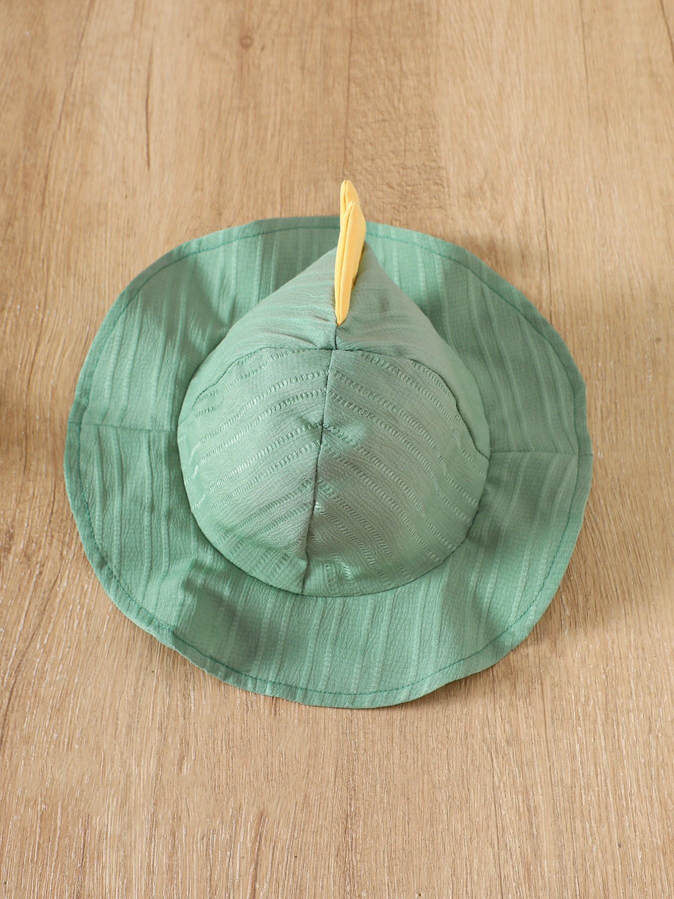 Baby Boys Three-Piece Set Dinosaur Short Sleeve Shirt + Shorts + Sun Hat, Cute Summer, Soft Breathable Fabric