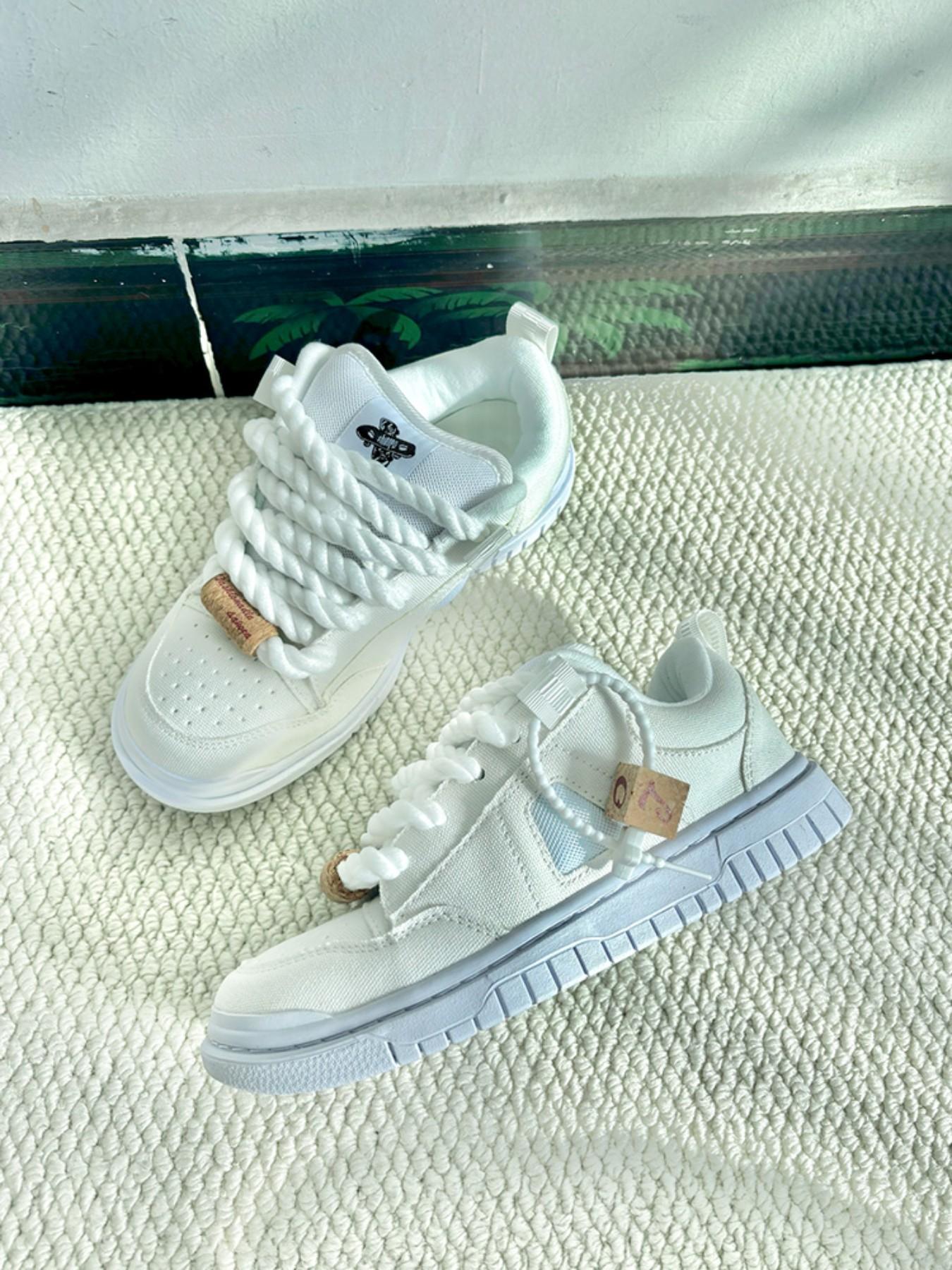 Men's Casual Canvas Shoes, Round Toe Flatform Sneakers, Anti-Slip Rubber Sole, Medium Width, All Seasons, Couples' Fashion Footwear