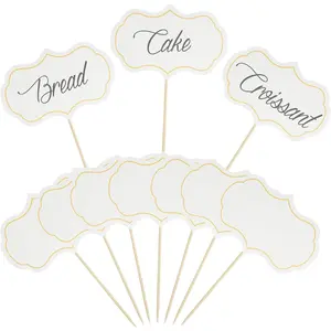 Cheese Markers, Charcuterie Boards Accessories, 24 Pieces Food Labels for Party Buffet, Blank Toothpick Flags, Cake Toppers, Chalkboard Cupcake Toppers Picks for Wedding Birthday Party Decor, White