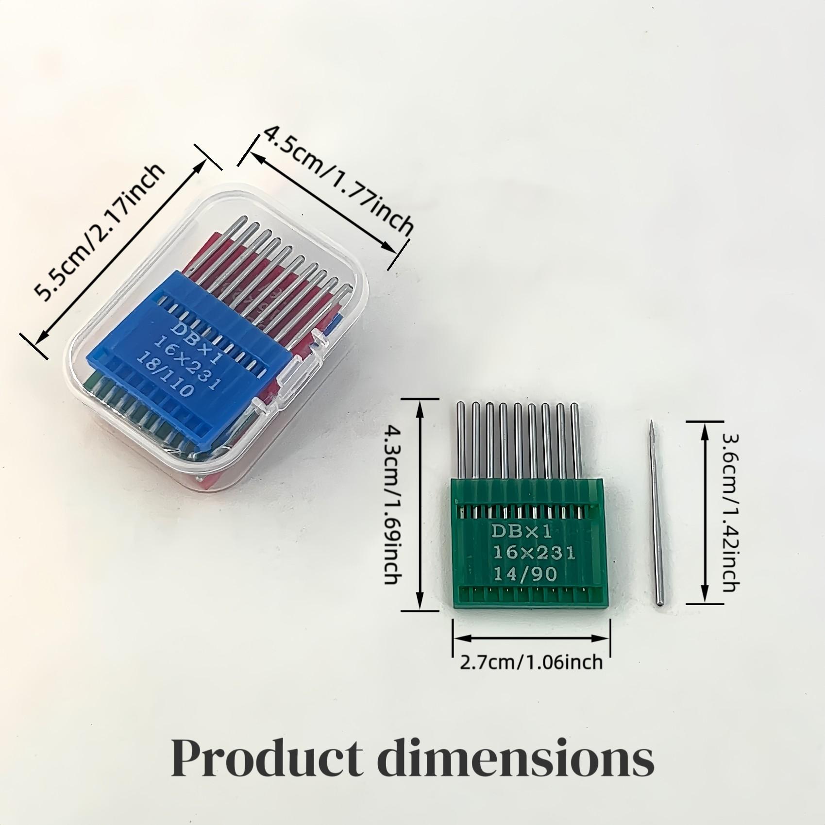 5 Packs of Db Sewing Machine Needles Size 9/65, 11/75, 14/90, 16/100, 18/110 with Transparent Storage Box, Durable Anti-Skip Function for Home and Industrial Use
