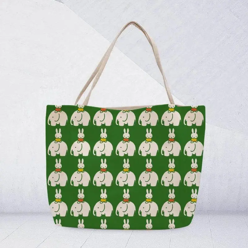 Kawaii Miffy Tote Bag Cute Cartoon Large-capacity Portable Single-shoulder Bag with Multi-functional Storage Shopping Bag Gift