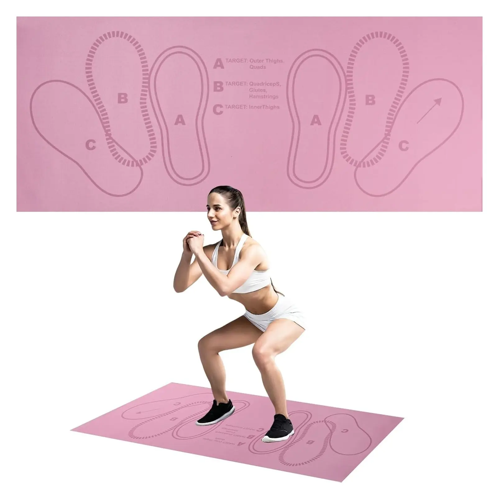 Squat Mat with Foot Positioning Guide, Large 30'' x 13.8'' Exercise Target Pad, 4mm Thickness for Squats, Leg & Abdominal WorkoutsGift