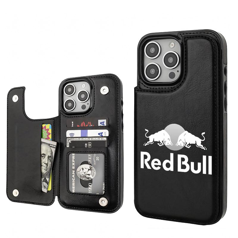 Logo Red Bull White Aesthetics Pattern Phone Cases Compatible For With iphone 16 15 14 13 12 PRO PLUS MAX PU Black Durable Flip High quality Leather Credit Card Bag Holder Mother Gift Wallet Shockproof Anti-Drop Full Protection Phone Cases Shell Cover