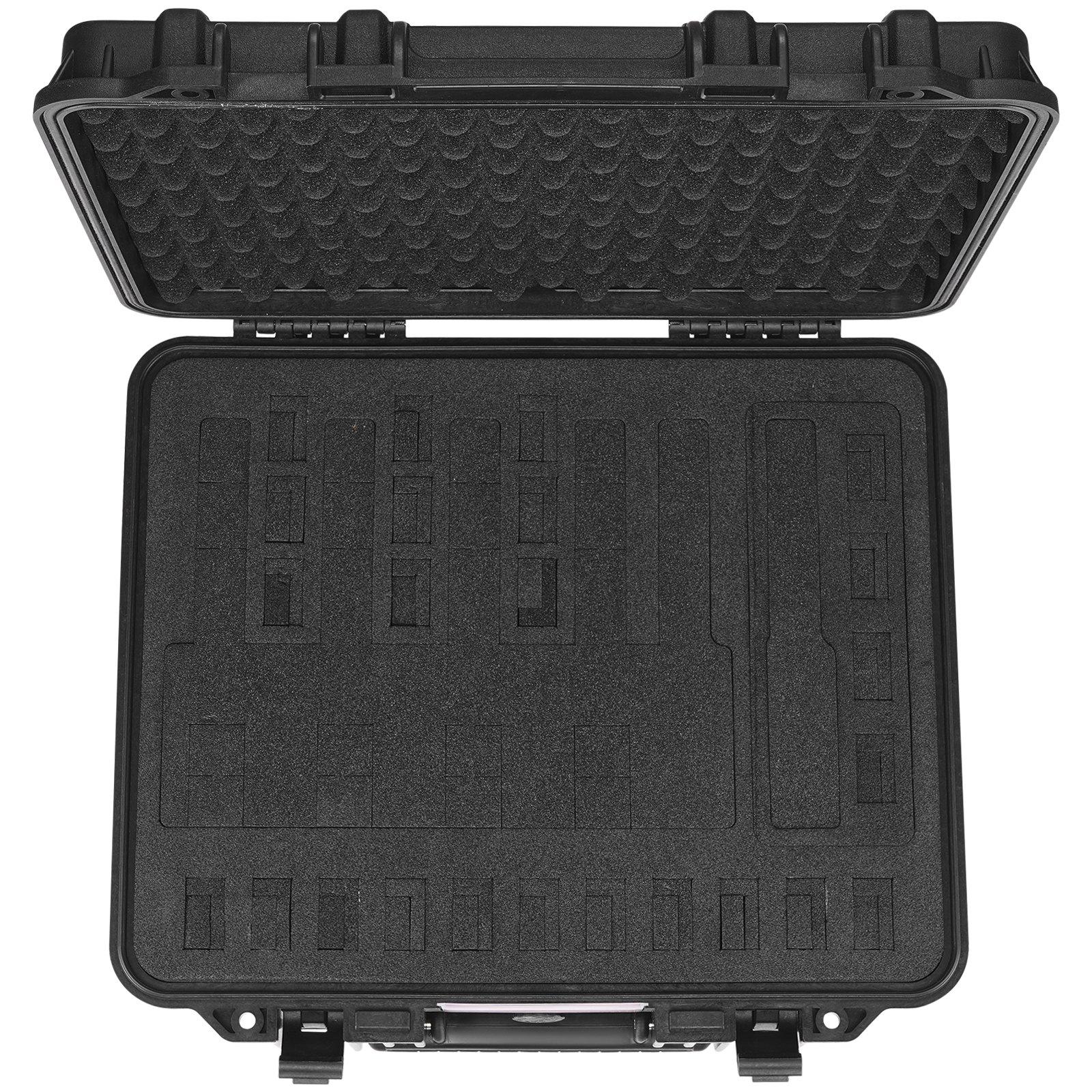 fathersdaygift VEVOR Hard Pistol Cases with Pre-cut Lining, Waterproof Dustproof Hard Gun Case for 6 Pistol, 19.3×17.1×8.3 in Lockable Pistol Case, Black