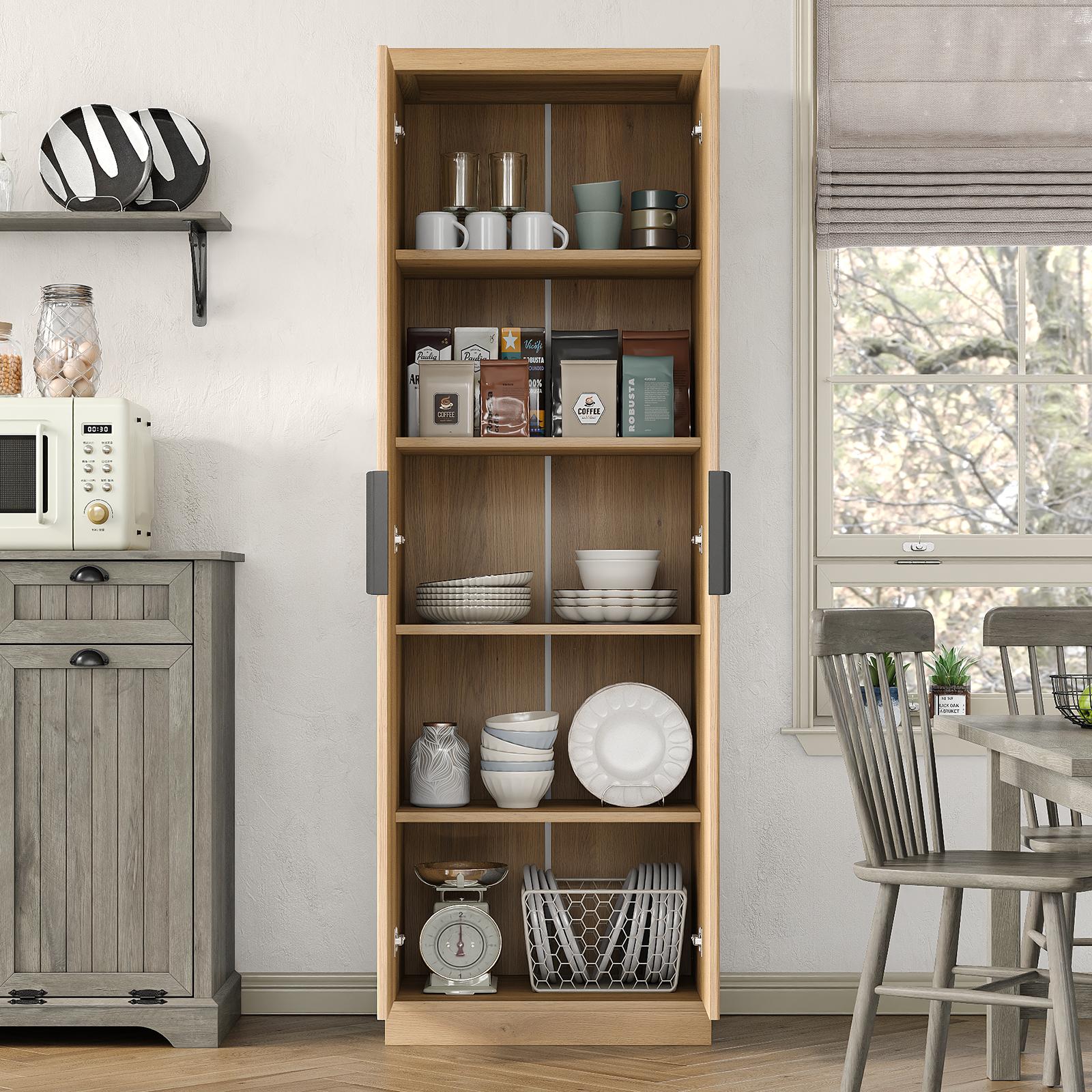 FUSOU 71'' Tall Storage Cabinet with 2 Doors, Kitchen Pantry Cabinet with Adjustable Shelves, 5-Tier Fluted Cabinet for Living Room Kitchen Dinning Room FUSOU 71'' Tall Storage Cabinet with 2 Doors, Kitchen Pantry Cabinet with Adjustable Shelves, 5-Tier Fluted Cabinet for Living Room Kitchen Dinning Room