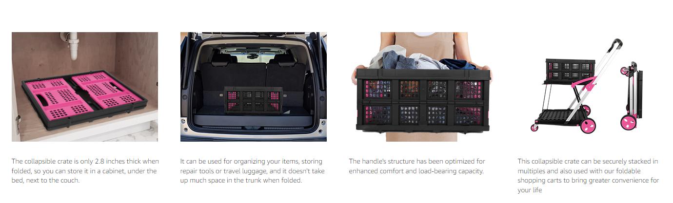 62L Portable Collapsible Storage Bins,Large Capacity Foldable Milk Crates,Heavy Duty Storage Container for Bethroom,Office,Outdoor,Warehouse,Garden,Toys,Foldable Utility Crates for Organizing and Cosmetic Storage(Pink/Purple/Blue/Red) 62L Portable Collapsible Storage Bins,Large Capacity Foldable Milk Crates,Heavy Duty Storage Container for Bethroom,Office,Outdoor,Warehouse,Garden,Toys,Foldable Utility Crates for Organizing and Cosmetic Storage(Pink/Purple/Blue/Red)