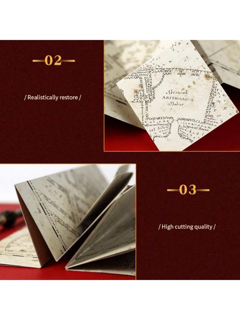 1pc Harry Potter Officially Licensed  Map of The Marauder's School of Magic Hogwarts Wizard Hermione Character Stickers  Magical Cosplay Props Movies Anime Peripheral Gilded Tickets Treasure Hunt Map Water Proof DIY Stickers