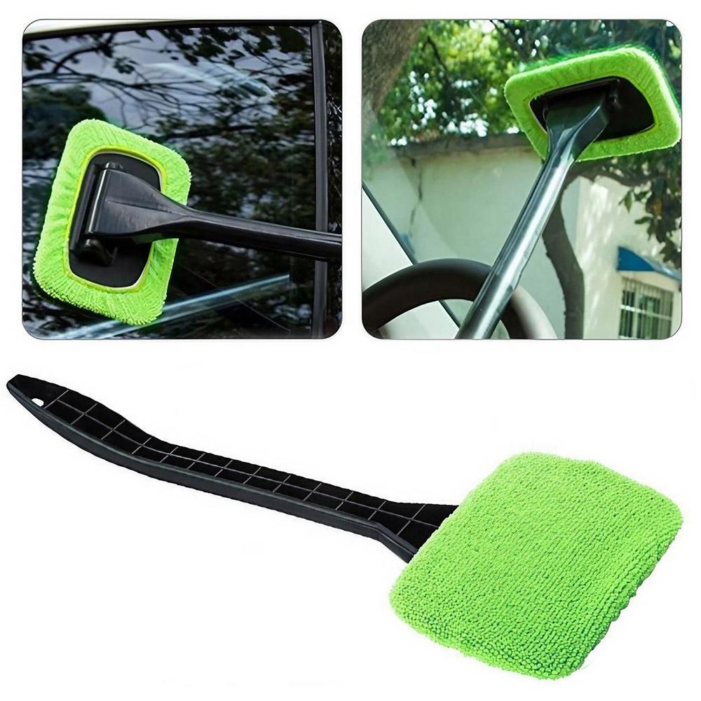 Multi-Function Car Windshield Wiper with Long Handle and Microfiber Pad. Efficient Multi-Angle Window Cleaning Tool for Deep Cleaning Inside and Outside Vehicle Glass.