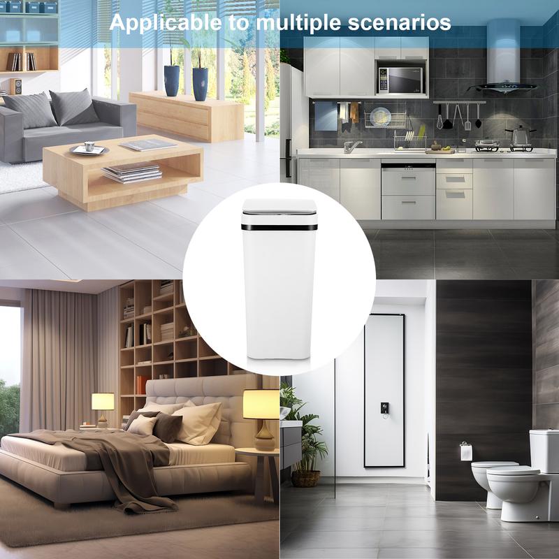 Automatic Touchless Garbage Can 12L Small Motion Sensor Smart Trash Bin for Bedroom Bathroom Office Living Room Kitchen Home Household Suppliers - Restroom