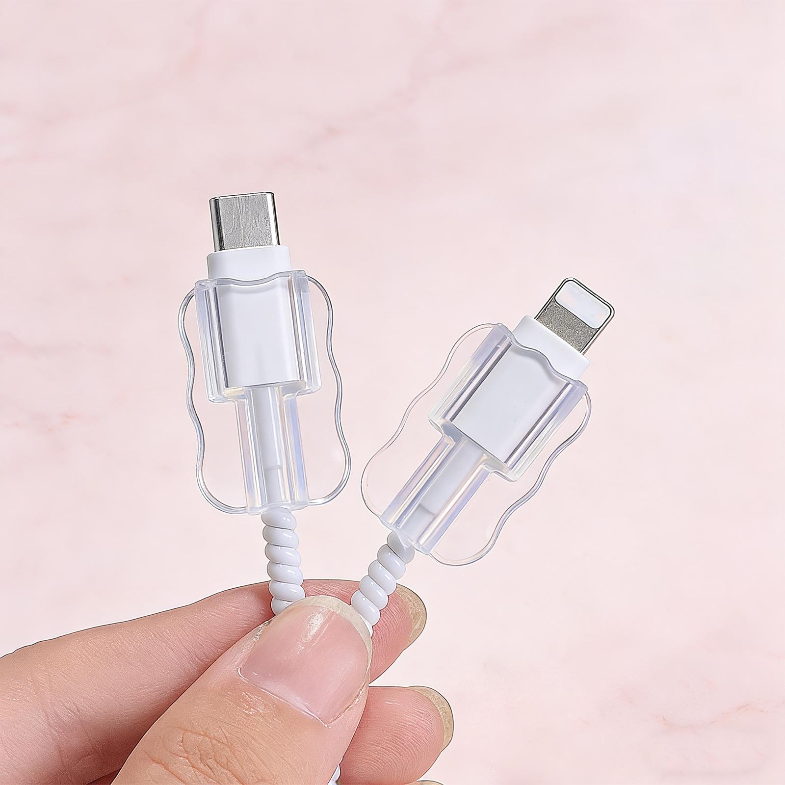 5Pack Cable Protector, Charging Cable Anti-Breaking Clips, USB Data Cable Case, Transparent Line Protector for Lightning, Typc-C, Micro USB Cables, Smartphone Protection Accessories