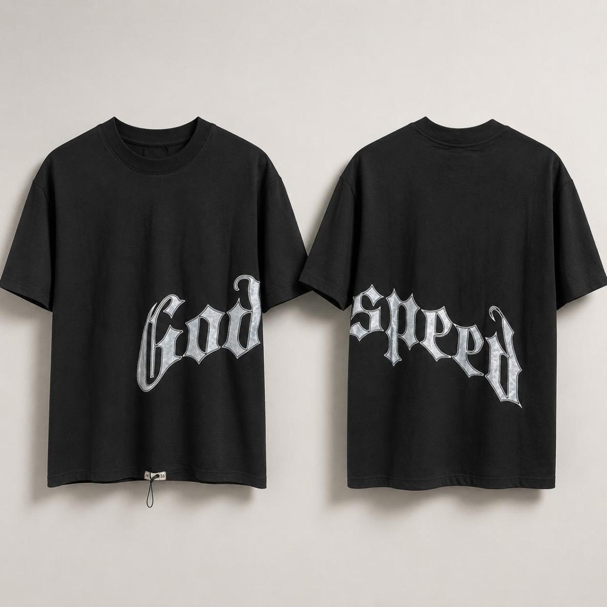 GODSPEED T-shirt Letter Print Short Sleeve Hip Hop Tees Men Couple Style GOD SPEED Round Neck Loose Cotton Casual Tee Streetwear Graphic T Shirt Vintage Tees 2000s Shirts