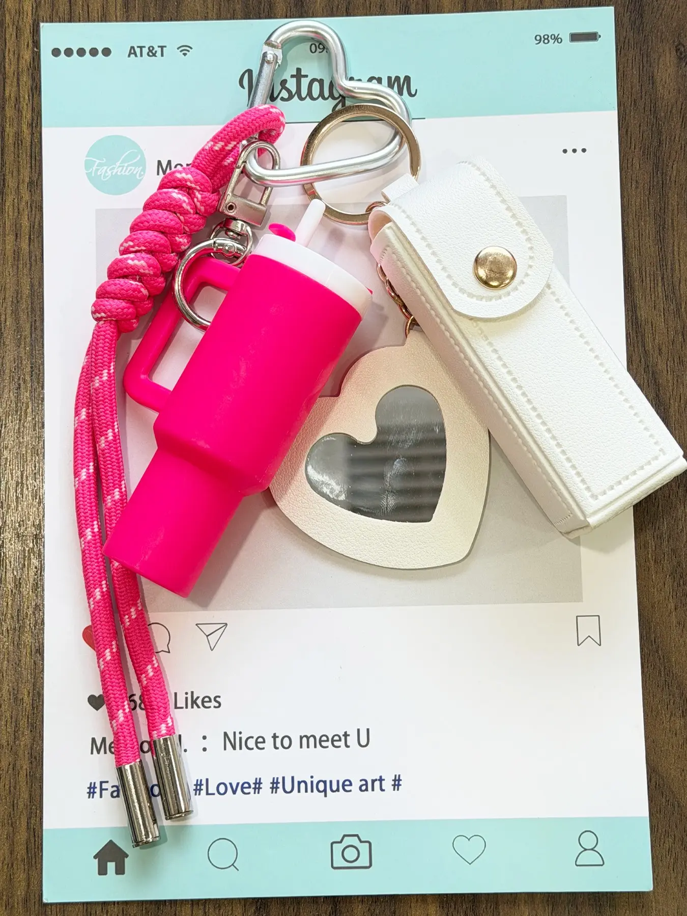 Multi‑Style Mini Tumbler Keychain Set with Braided Cord, Heart Shaped Mirror, Lipstick Holder Pouch & Metal Carabiner, Daily Bag Decor, Ideal Gift for Teen Girls Who Love Coquette Aesthetic Outfits