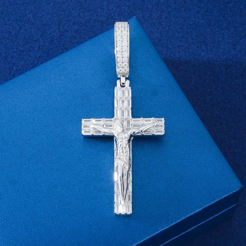 【#P644】Crucifixion Jesus Cross Pendant UCCIYO S925 Sterling Silver Synthetic Moissanite Pendant Necklace for Women Men Hip Hop Jewelry Gift