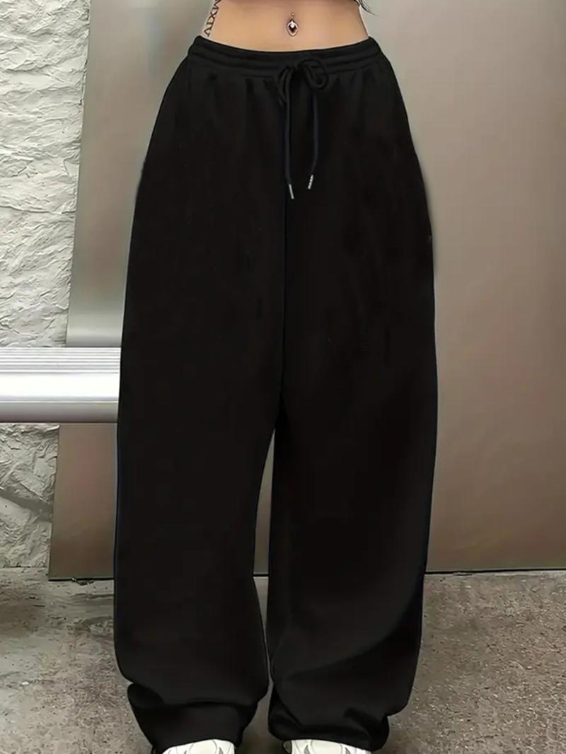 Women's Solid Drawstring Waist Sweatpants, Casual Comfy Jogger Pants for Daily Wear, Ladies Bottoms for Spring & Fall, Casual Sporty Trousers