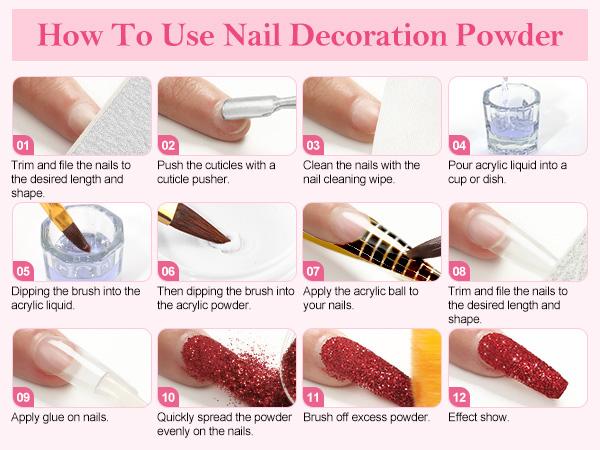 COSCELIA Acrylic Nail Kit for Beginners | Nude Acrylic Powder, UV Gel Polish & Glitter Decorations | Complete Gift for Women