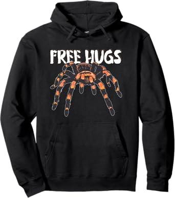 Free Hugs Tarantula Spider Pullover Hoodie Tops Black