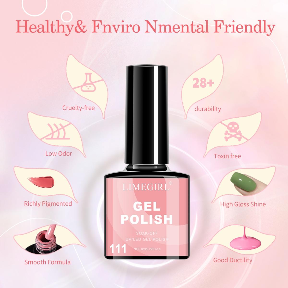 Limegirl Gel Nail Polish Set, 10 Pieces, All-Season Skin Tone, Nude, Neutral, UV Gel Nail Polish Kit, Manicure Salon DIY Gift Box, Nail Polish Gifts, Nail Products