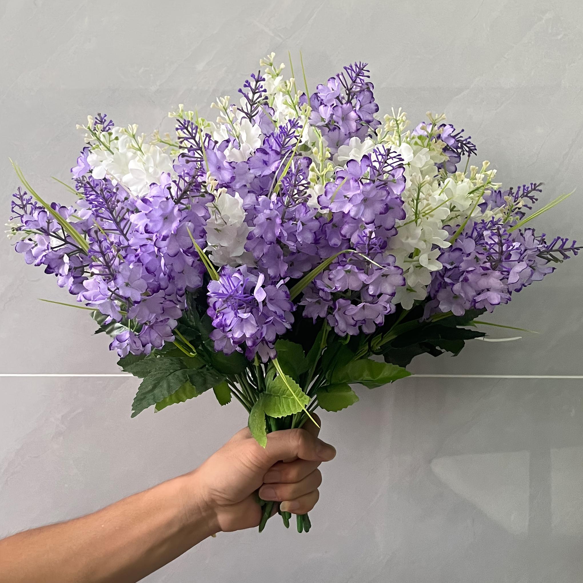 A Bouquet of 30 Artificial Flowers in White And Purple Hyacinths, Fade-Resistant And Low-Maintenance for Outdoor Use, Suitable for Indoor And Outdoor Weddings, Gardens, Offices, And Parties | Spring And Summer Decorative Floral Arrangements