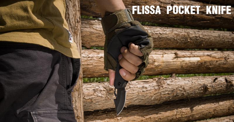 #JumpstartSale FLISSA Mini Folding Pocket Knife, 2.5-Inch Stainless Steel Drop Point Blade, EDC Pocket Knives for Men with Bottle Opener and Glass Breaker