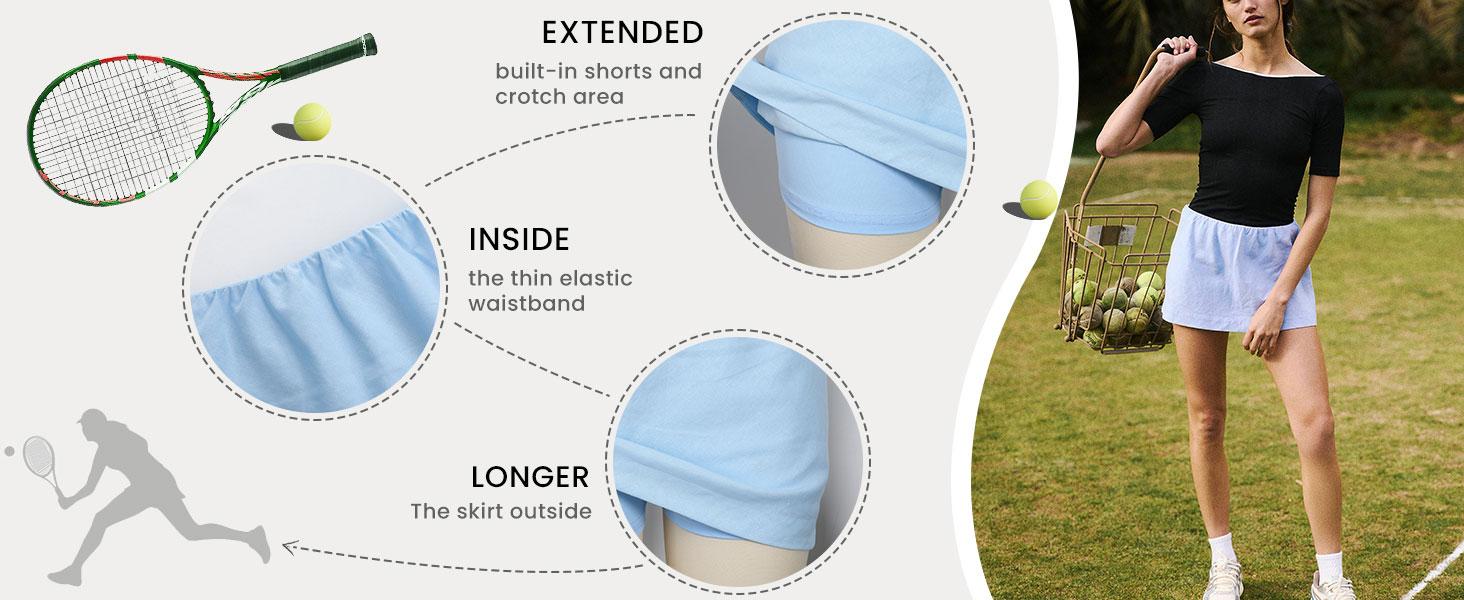 Molitree Womens Cotton Linen Skorts Casual Cute A-Line Mini Skirts with Ruffle Inner Waistband Athletic Shorts Activewear