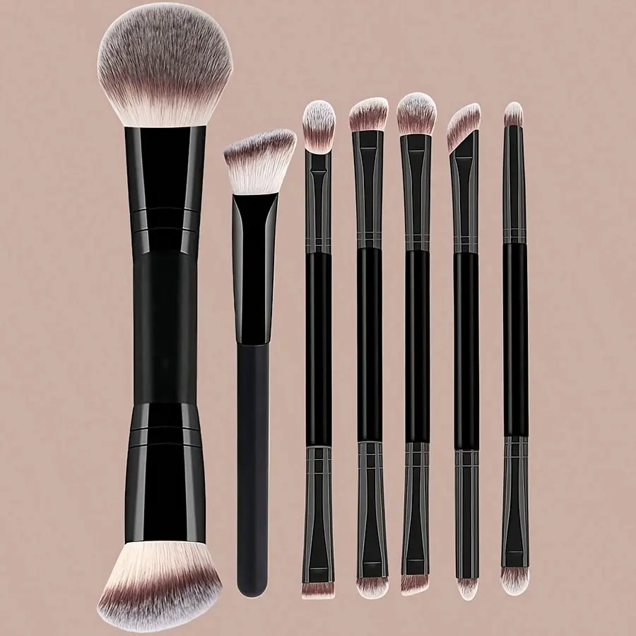 Yzimeng 7-Piece Professional Dual-Ended Makeup Brush Set, Soft Texture, Multi-Functional, Suitable for All Skin Types, Daily & Travel Use, Multifunctional Makeup Brushes, Cosmetic Brush, Soft Cosmetic Brushes