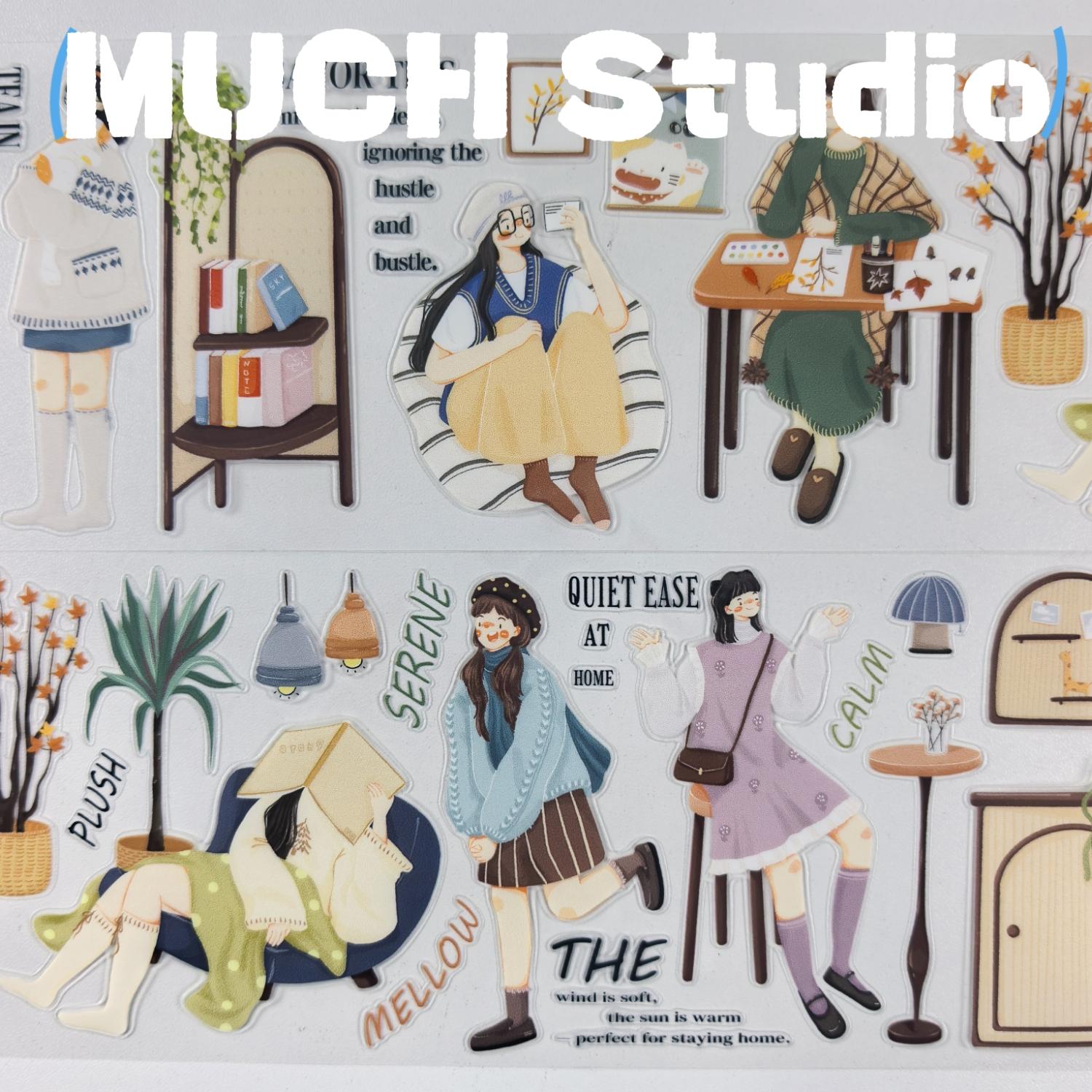 1pc (6.5*100cm), Original New Product, Daily Life Character Status Sticker, High-end Craftsmanship PET Tape, Exquisite Pattern, Versatile and Practical, Suitable for Scrapbooking, Decorating Journals, Notebooks, Greeting Cards, Photo Frames and More