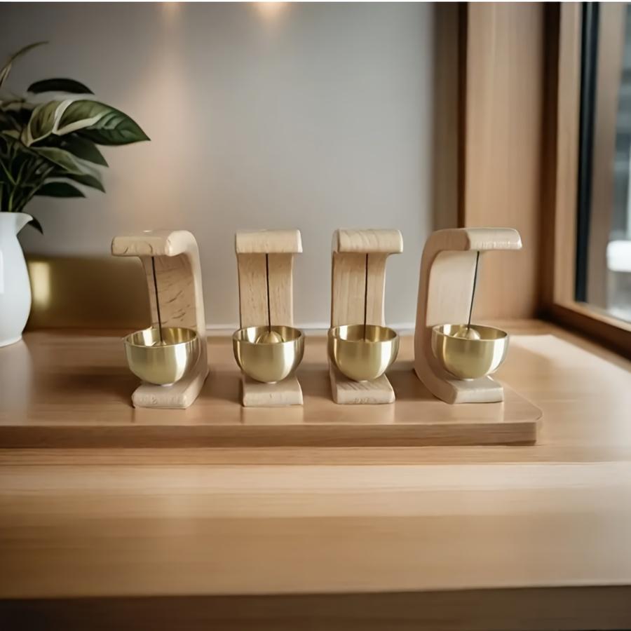 Wooden Wind Chime - Wireless Brass Doorbell with Magnetic Base, Easy to Install, Suitable for Home and Commercial Places, Door and Wall Decorative Hanging Bell also comes with adhesive stickers, Suction Cup Doorbell - Christmas Gift