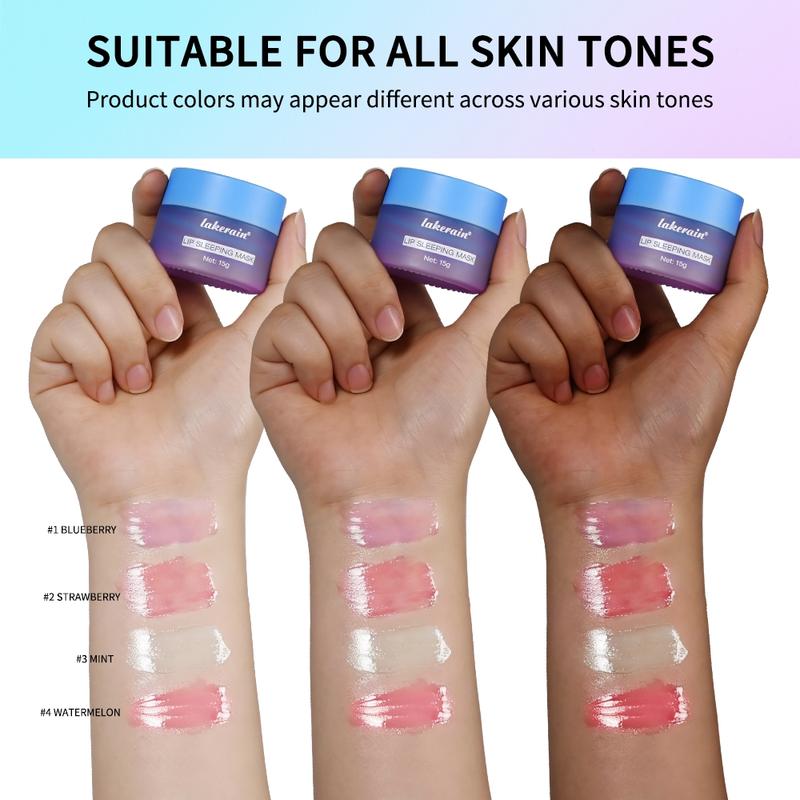 Hydrating Sleep Lip Mask, Lip Sleeping Mask, Dual-Tone Lip Mask with Shea Butter & Fruit Extracts, Deeply Moisturizes & Nourishes Lips, Contains Vitamin E for Lip Care, 4 Fruit Scents, Ideal for Night-time Lip Care, for Daily Use