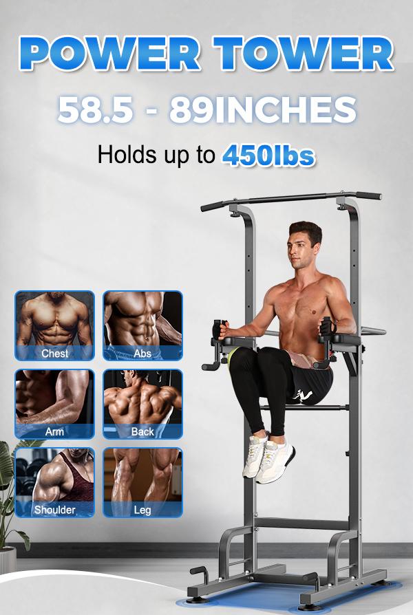 RELIFESPORTS Power Tower Dip Station 450LBS Capacity H-Shaped Frame Adjustable Height 9 Levels Non-Slip Suction Cups Easy Install Full Body Home Fitness Equipment Workout SpringStatements RELIFESPORTS Power Tower Dip Station 450LBS Capacity H-Shaped Frame Adjustable Height 9 Levels Non-Slip Suction Cups Easy Install Full Body Home Fitness Equipment Workout SpringStatements