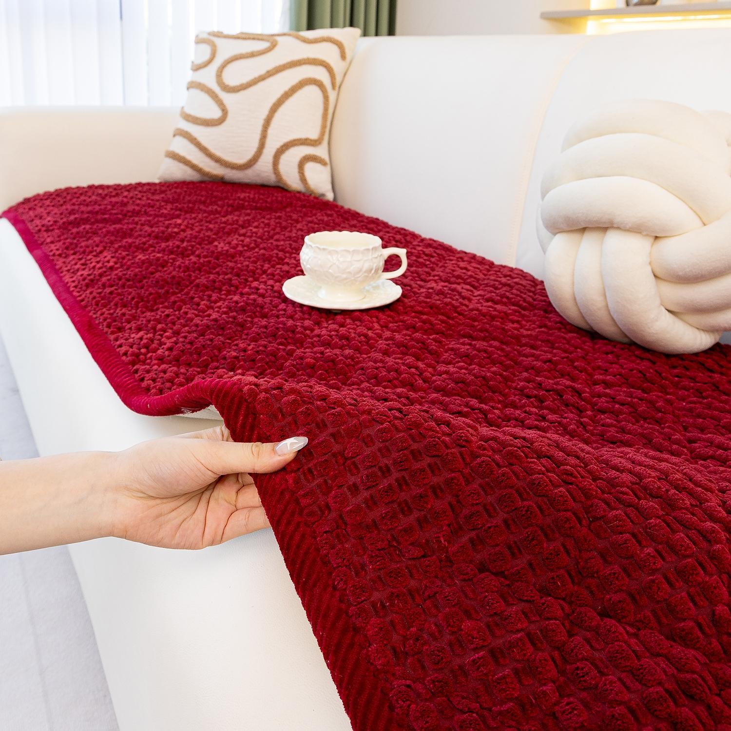 1pc Single Solid Color Bubble Velvet Sofa Pad, Soft Skin-Friendly Material, Pet-Friendly Anti-Slip Design, Machine & Hand Washable, Fits Single to Five-Seater Sofas