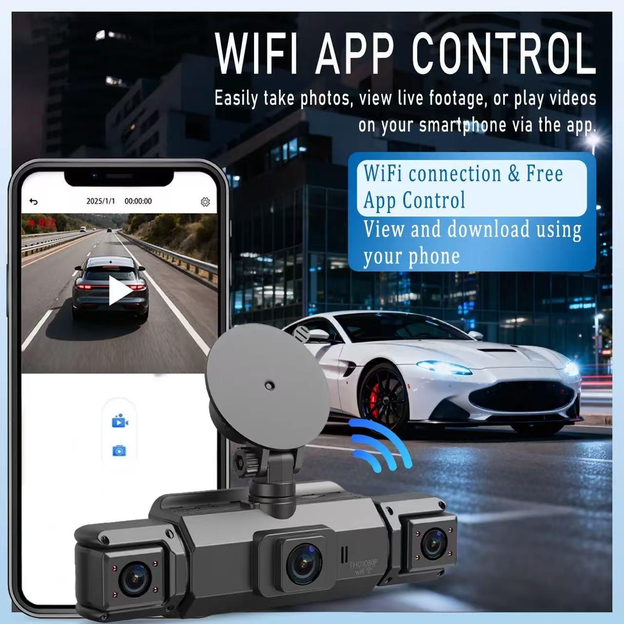 Four-Channel Dash Cam, Car Dashboard Camera, Full View Parking Monitor, 4-Inch Display, Wi-Fi, 64GB SD, Night Vision with Hdr, Car Dashcam, Dashcams for Cars, Wifi Dashcam