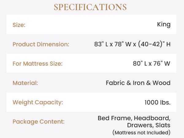 SHA CERLIN Platform Storage Bed Frame with 4 Drawers【Frame Only No Mattress】Adjustable Upholstered Headboard with Button Tufted Design,Wooden Slat Support,No Box Spring Needed,Full/Queen/King #ChristmasGifts#TikTokShopBlackFriday