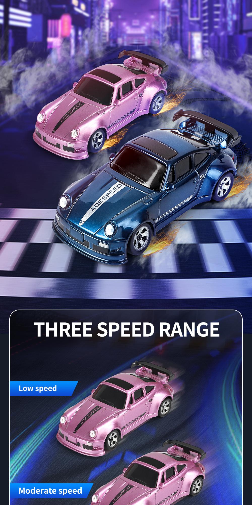 Hotfree 1/64 Mini RC Drift Car, 4WD High-Speed Full-Proportional Remote Control Sports Car with Steering Servo, LED Lights, USB Rechargeable, Desktop Entertainment Toy, Fun Birthday Christmas Gift for Kids Boys Portable Exquisite Details